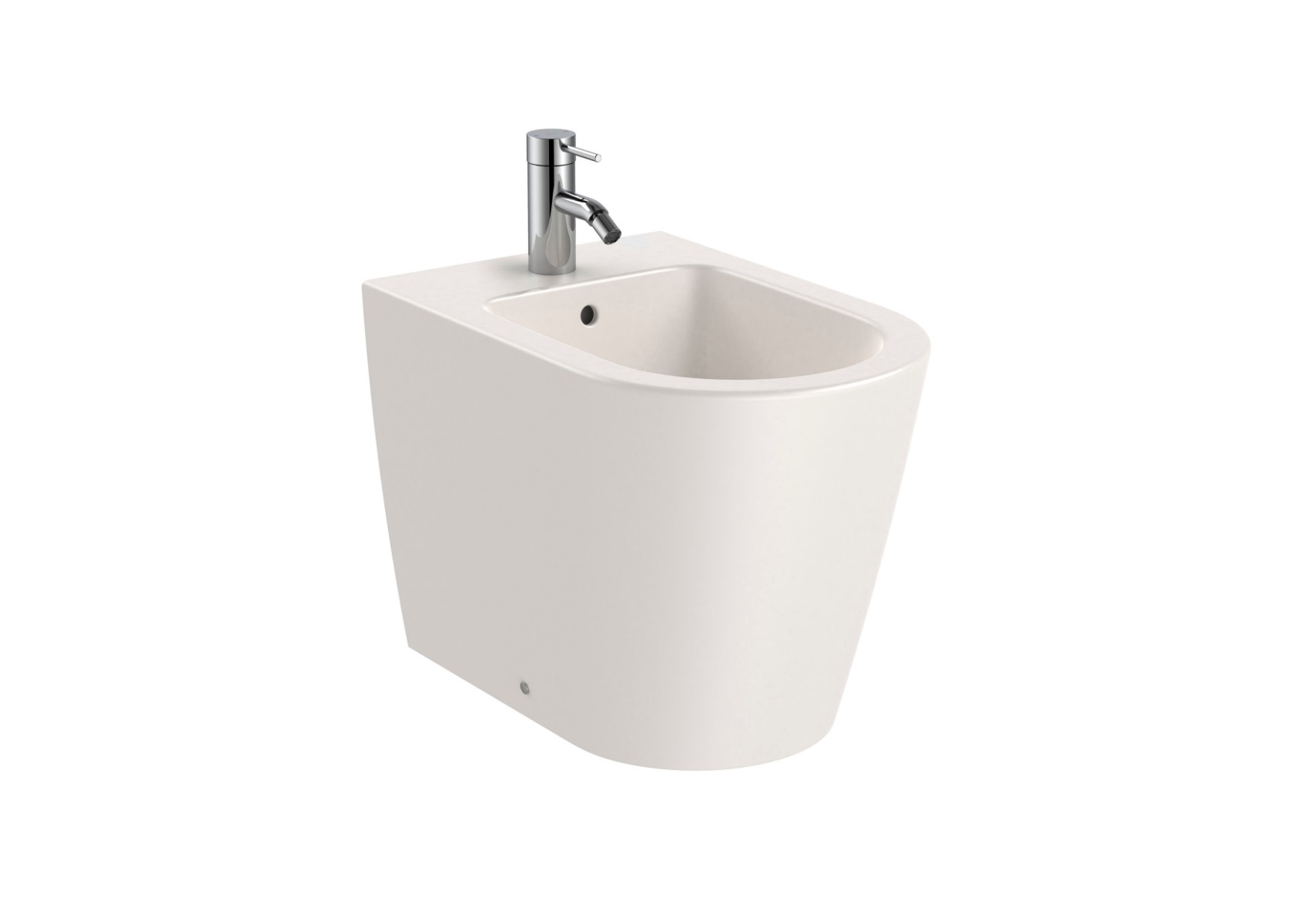ROUND - Back to wall vitreous china bidet BEIGE