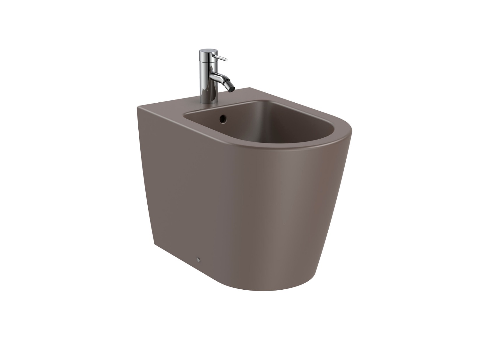 ROUND - Back to wall vitreous china bidet COFFEE