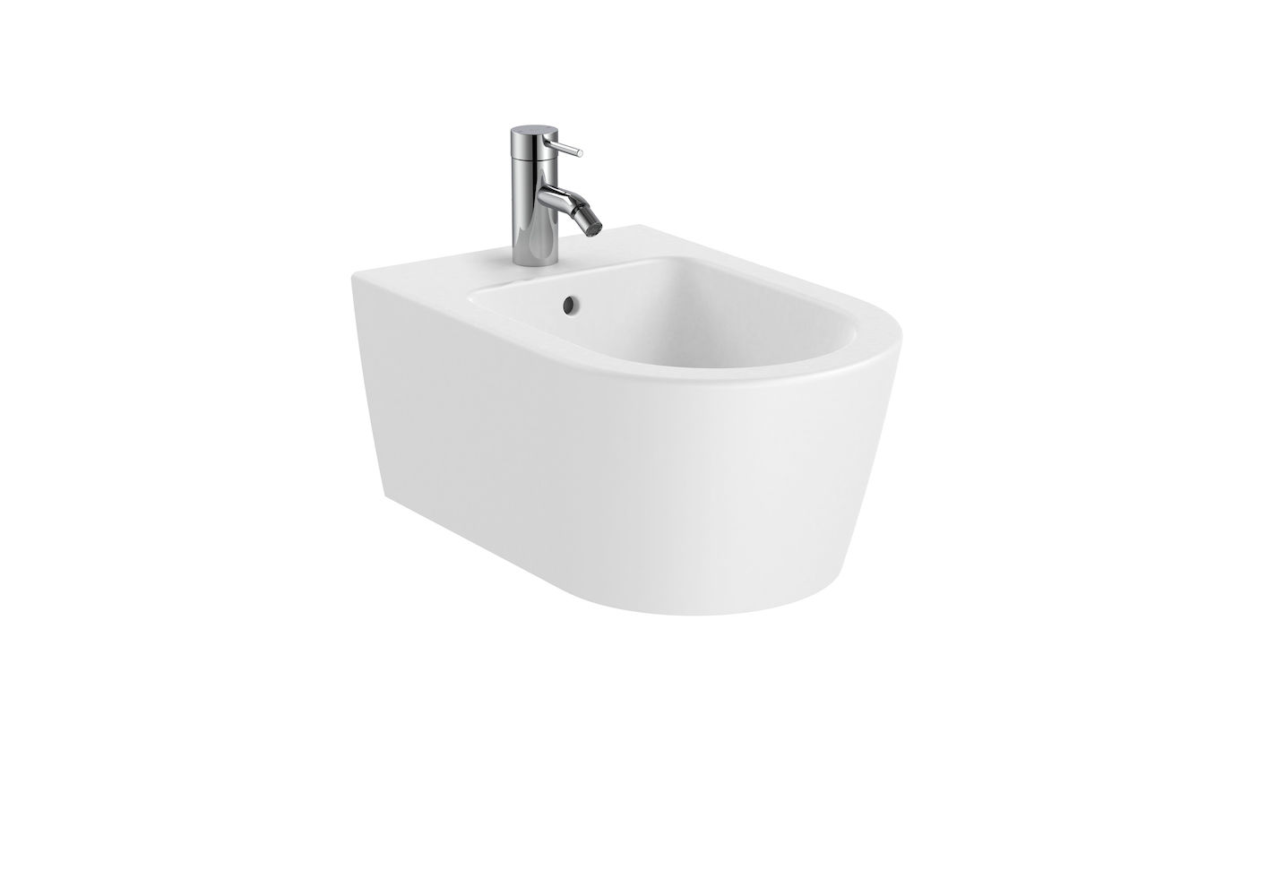 ROUND - Vitreous china wall-hung bidet MATT WHITE