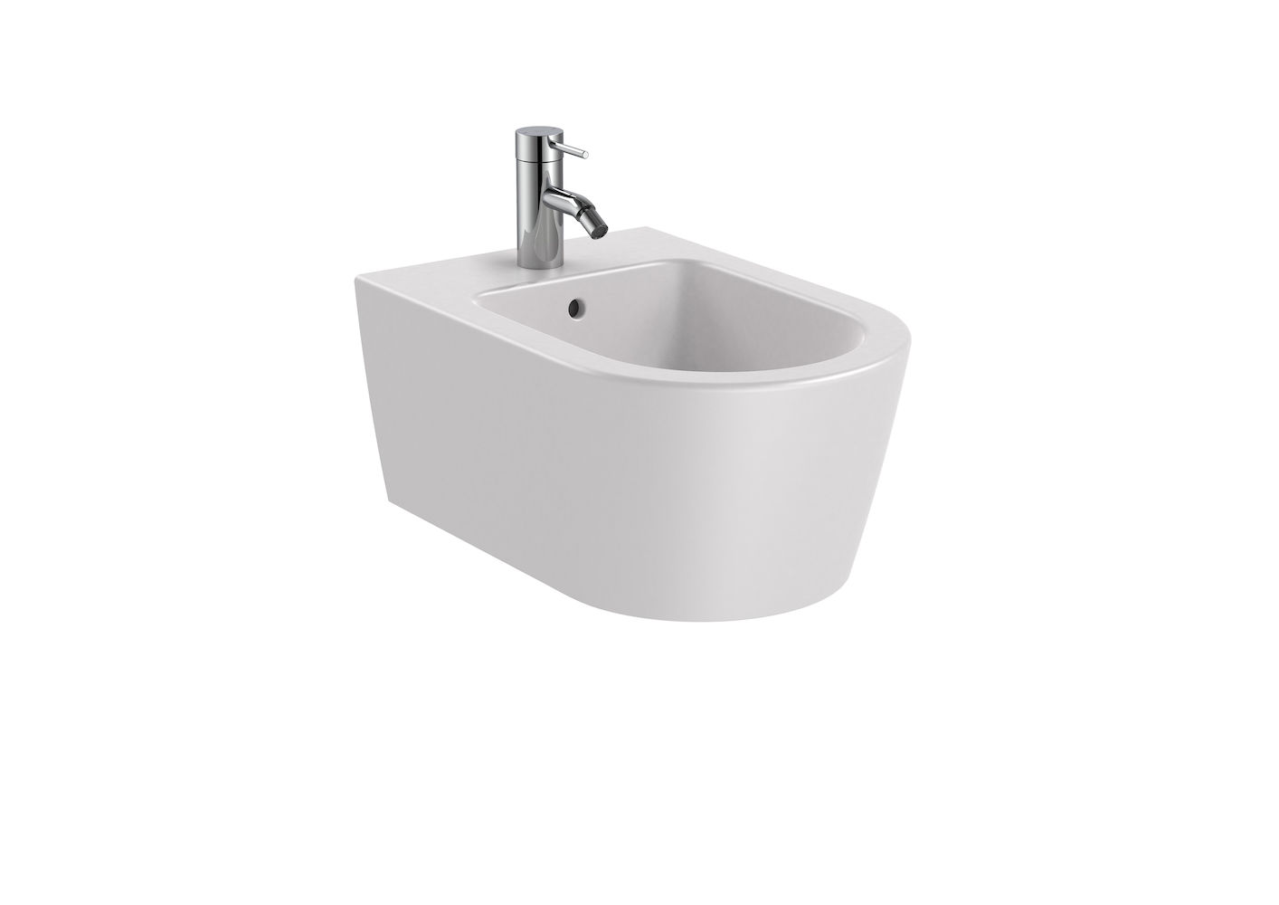 ROUND - Vitreous china wall-hung bidet PEARL