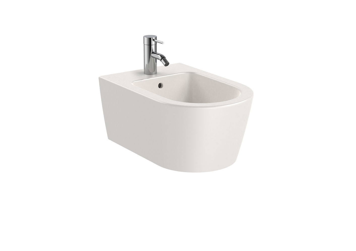 ROUND - Vitreous china wall-hung bidet BEIGE