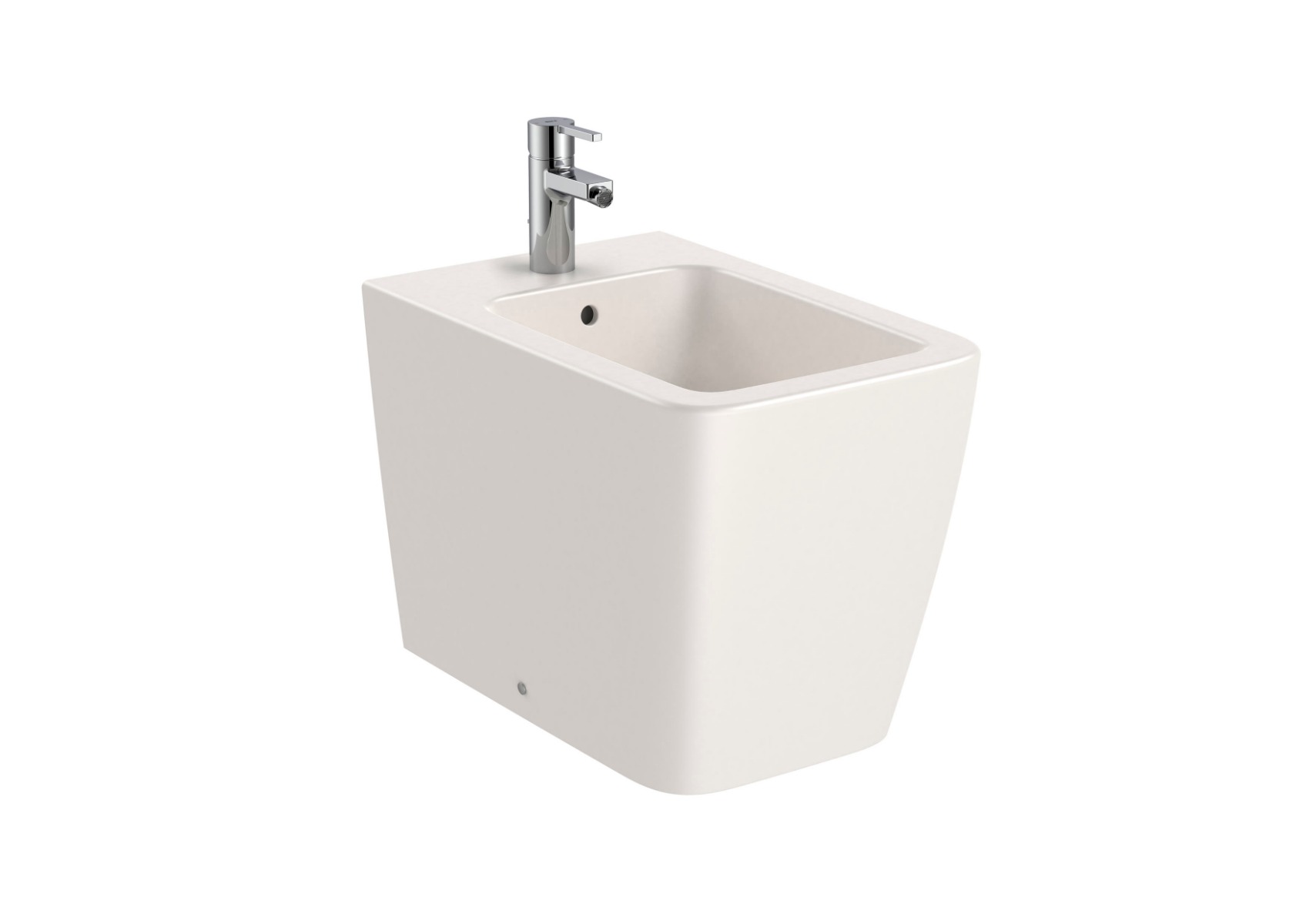 SQUARE - Back to wall vitreous china bidet BEIGE