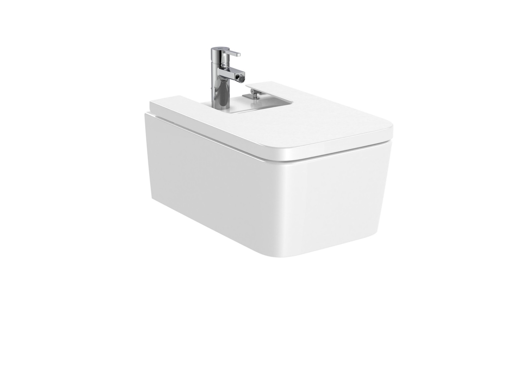SQUARE - Vitreous china wall-hung bidet WHITE