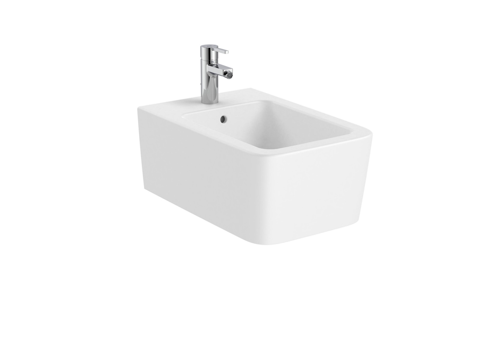 SQUARE - Vitreous china wall-hung bidet MATT WHITE