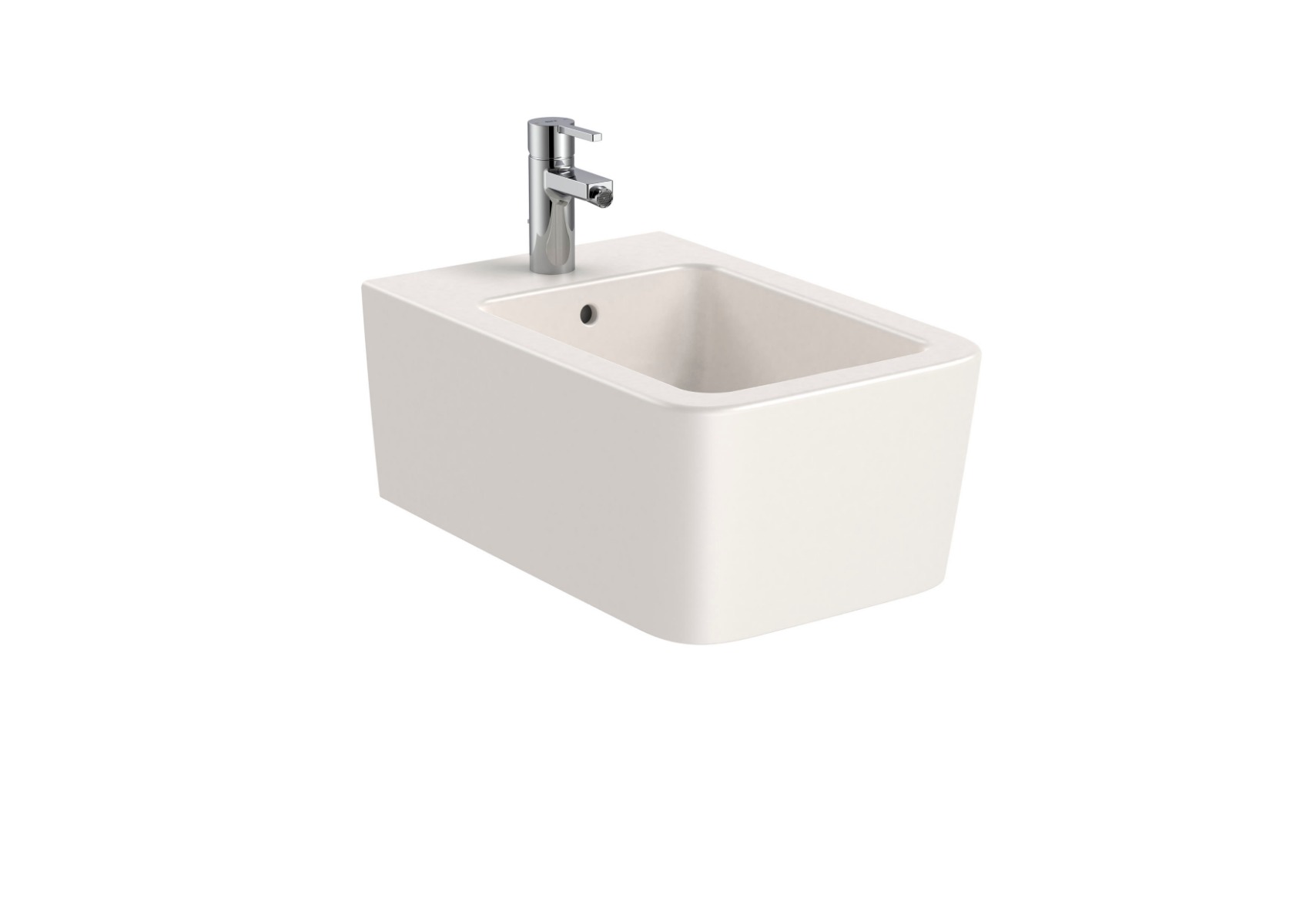SQUARE - Vitreous china wall-hung bidet BEIGE