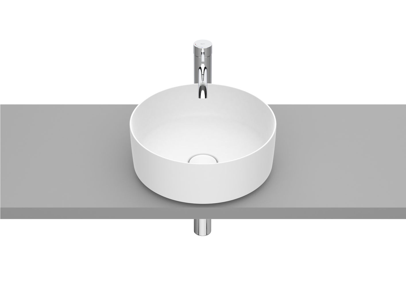 ROUND - Over countertop FINECERAMIC basin-Matte White 370 x 370 x 140 mm
