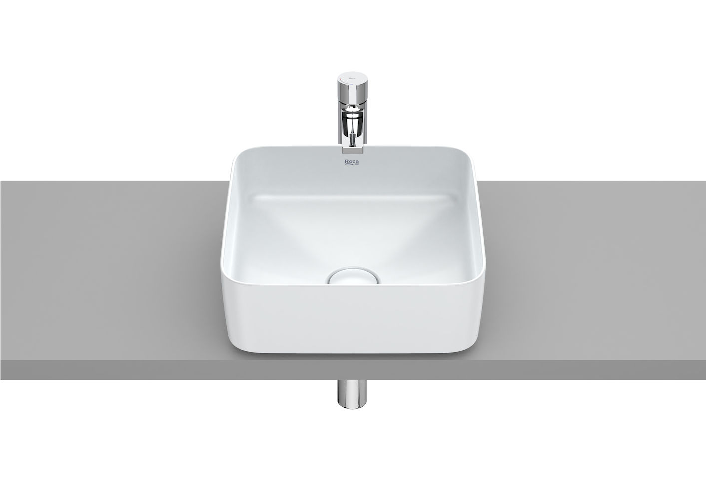SQUARE - Over countertop FINECERAMIC® basin-PEARL 370 x 370 x 140 mm