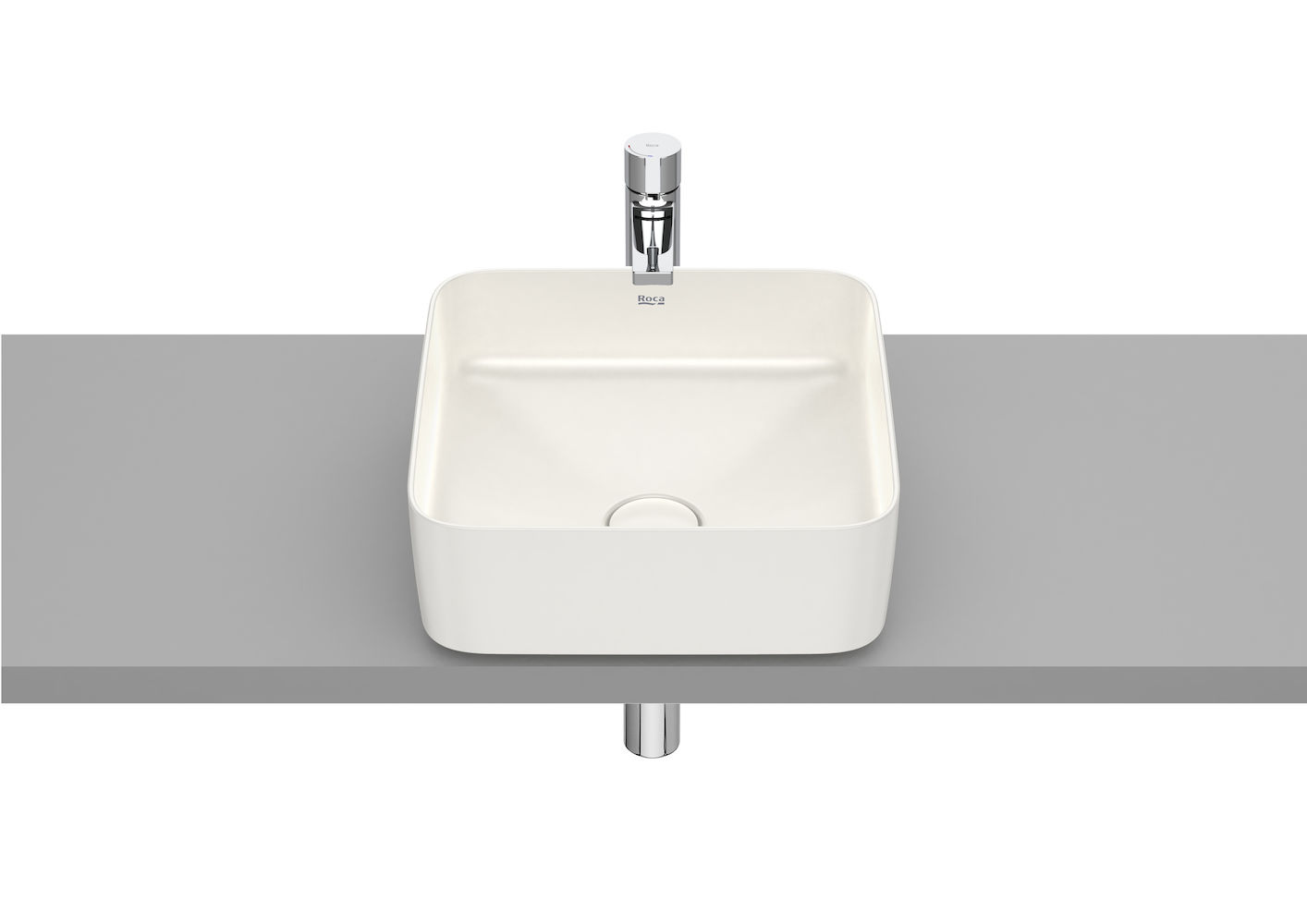 SQUARE - Over countertop FINECERAMIC® basin-BEIGE 370 x 370 x 140 mm