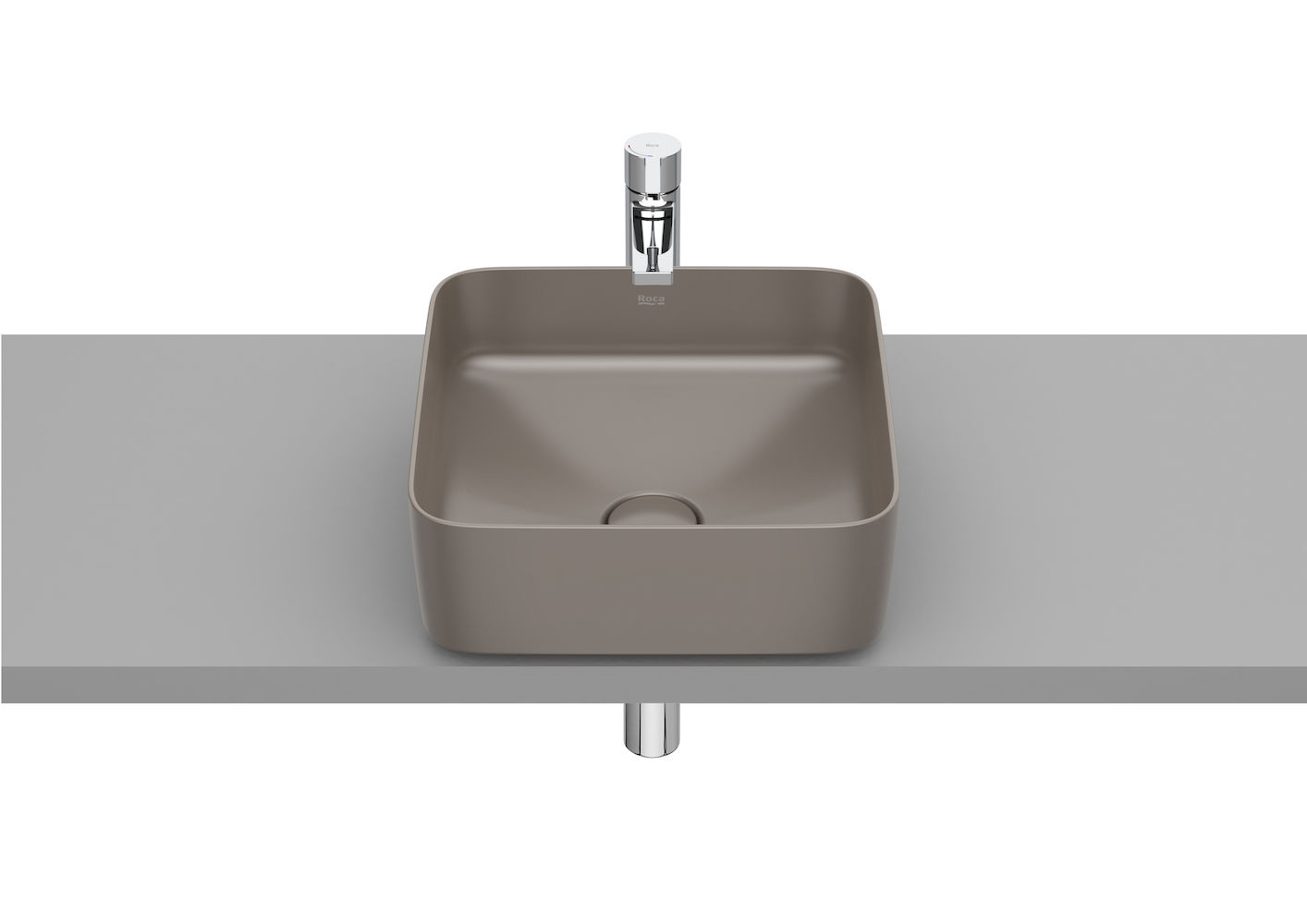 SQUARE - Over countertop FINECERAMIC® basin-COFFEE 370 x 370 x 140 mm