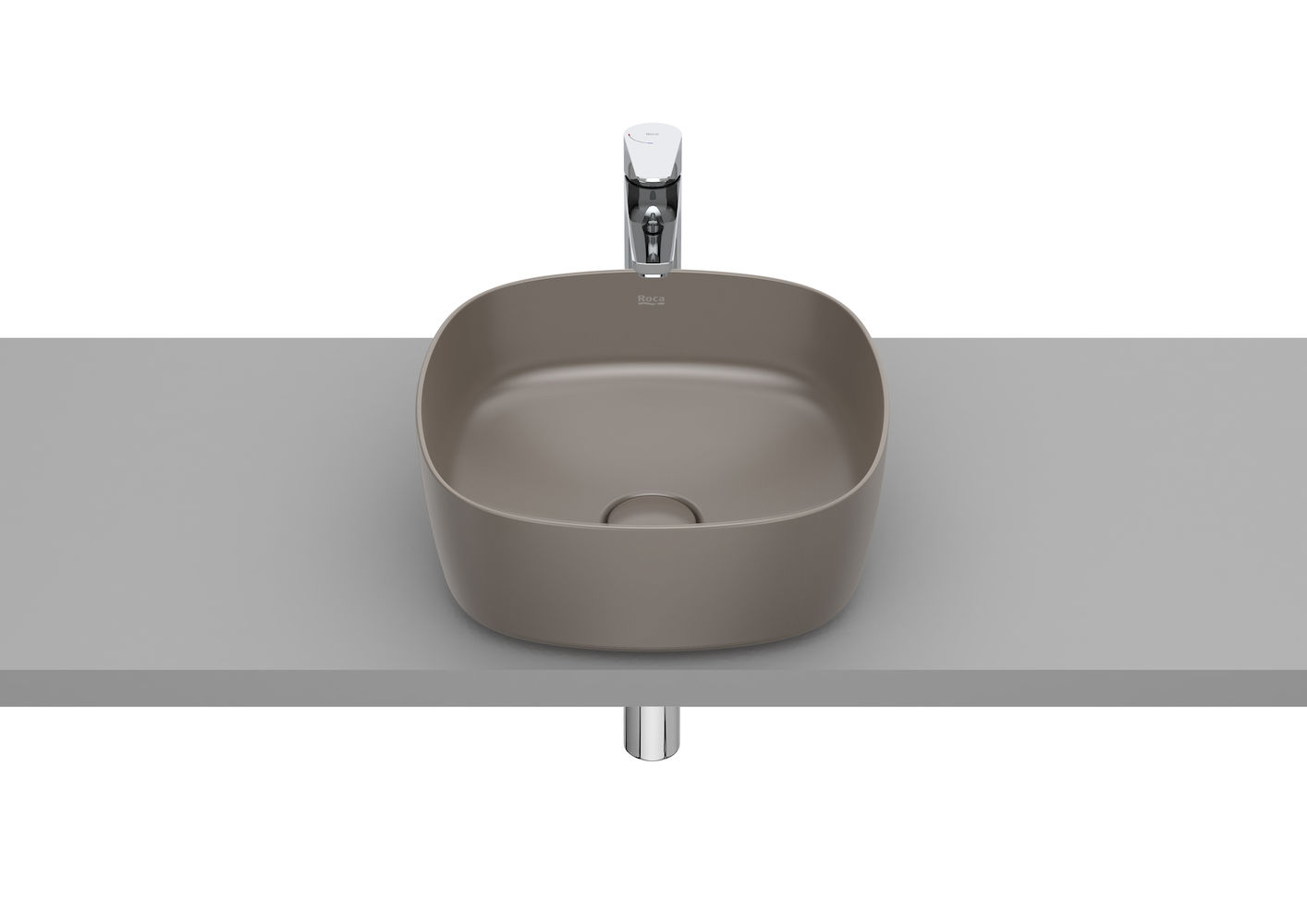 SOFT - Over countertop FINECERAMIC basin-COFFEE 370 x 370 x 140 mm COFFEE