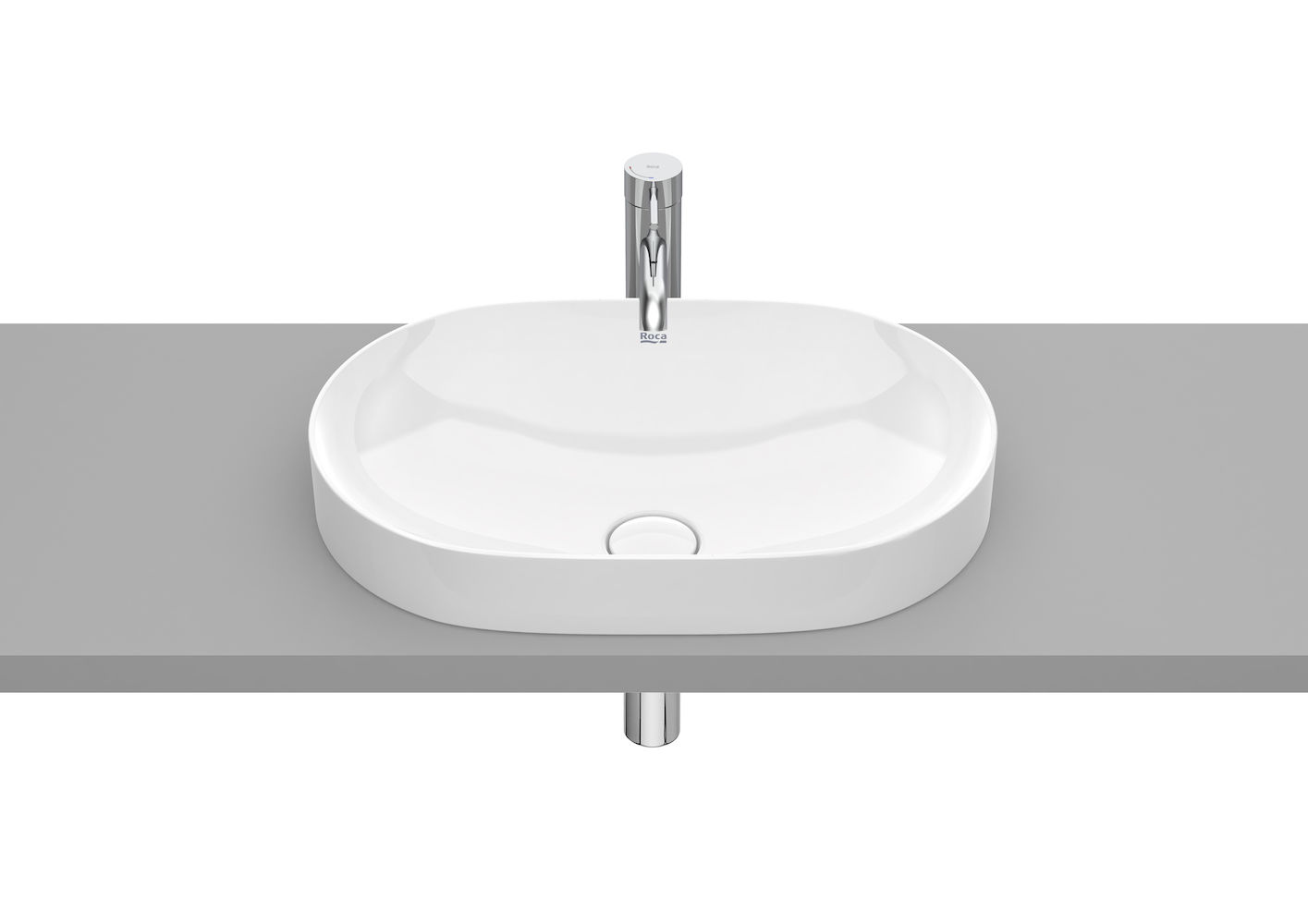 ROUND - In countertop FINECERAMIC basin-White 550 x 370 x 75 mm