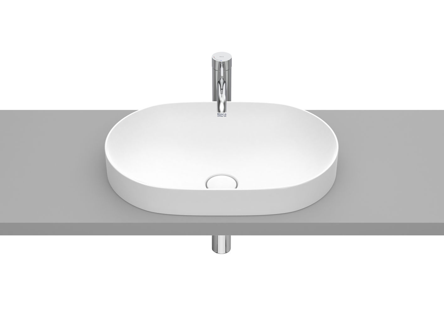 ROUND - In countertop FINECERAMIC® basin-Matte White 550 x 370 x 75 mm