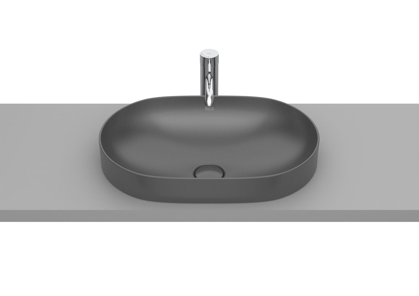 ROUND - In countertop FINECERAMIC® basin-ONYX 550 x 370 x 75 mm