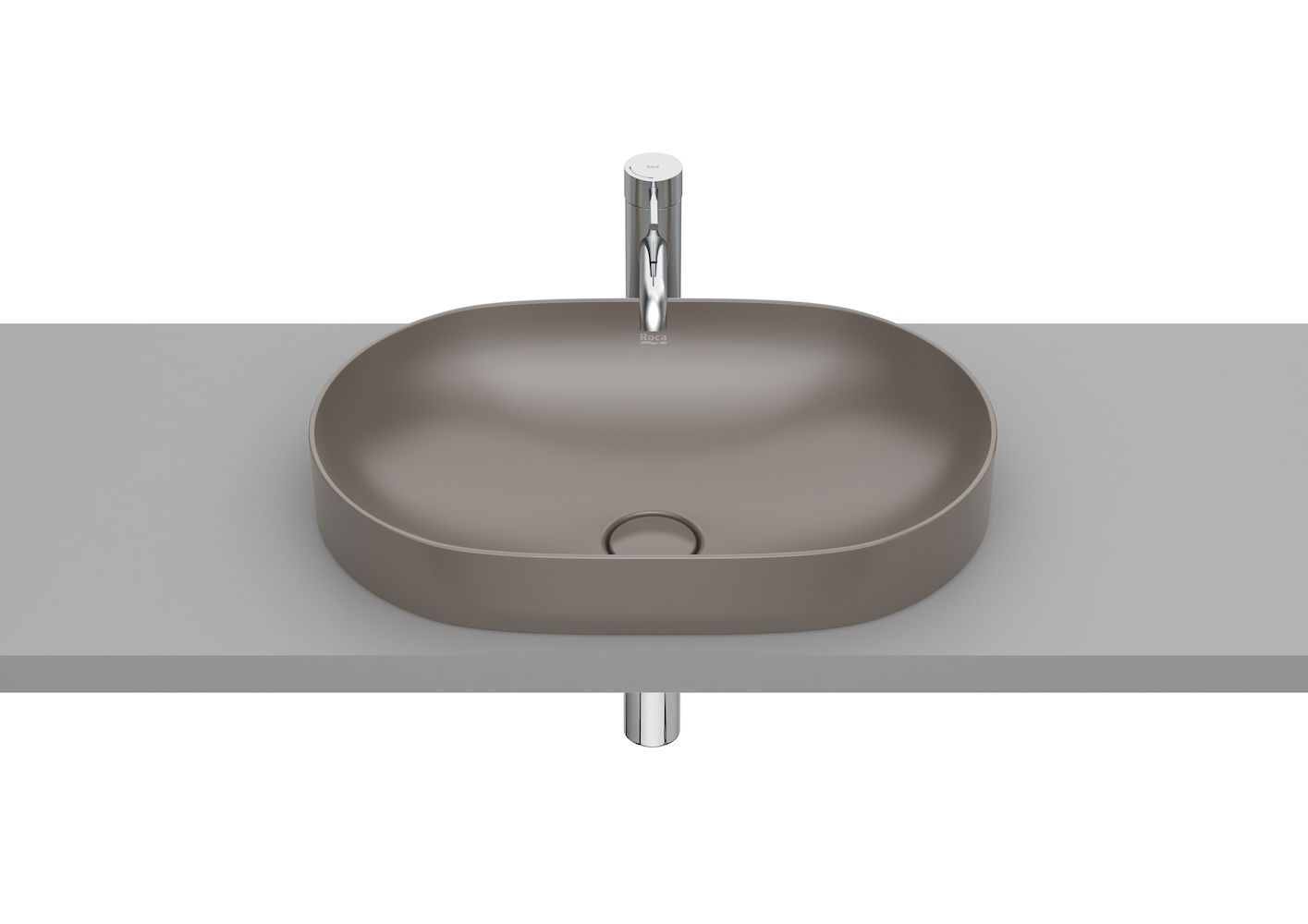 ROUND - In countertop FINECERAMIC® basin-COFFEE 550 x 370 x 75 mm