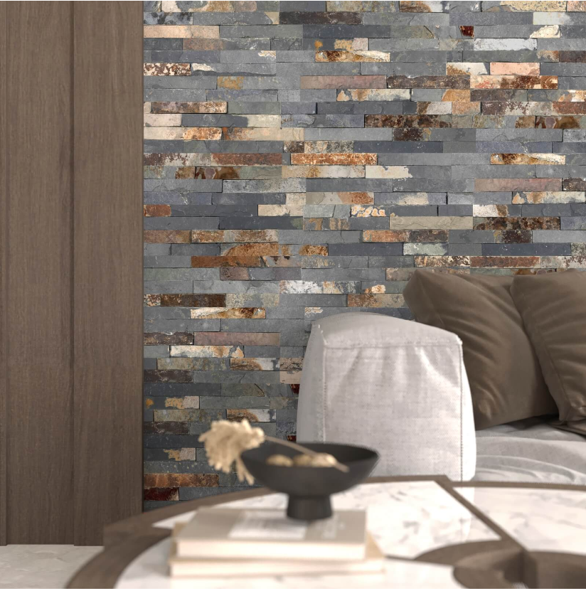 Rust Multicolour Riven Cladding (Slate) 100x400 (100x350)- Price per m2