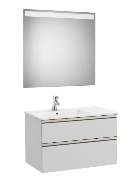Roca - Pack (base unit with two drawers, left hand basin and LED mirror)-ARCTIC GREY