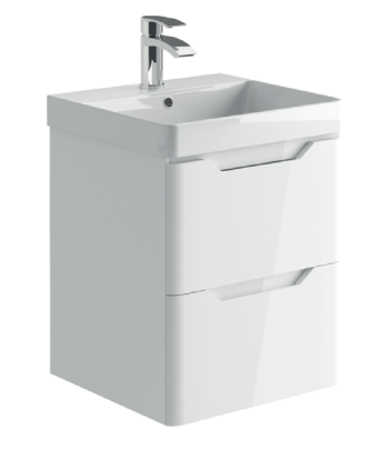 Brun 500 Wall Hung vanity Unit & Basin - Gloss White