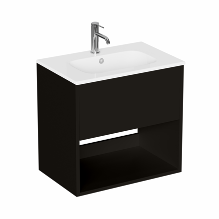 Hackney 600 Furniture Unit & Basin 1TH - Matt Black
