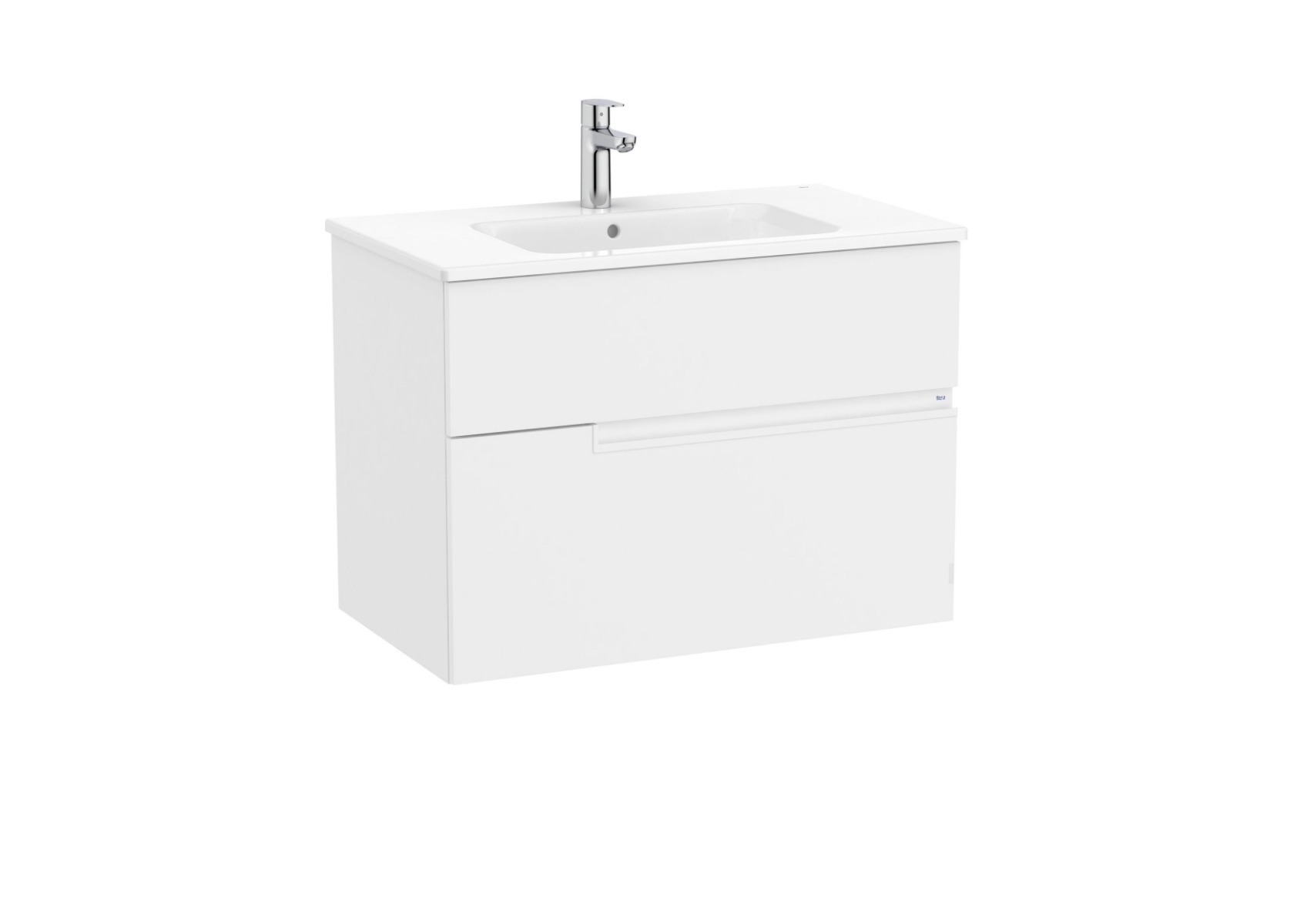 Unik - vanity unit with two drawers and basin - Matt White