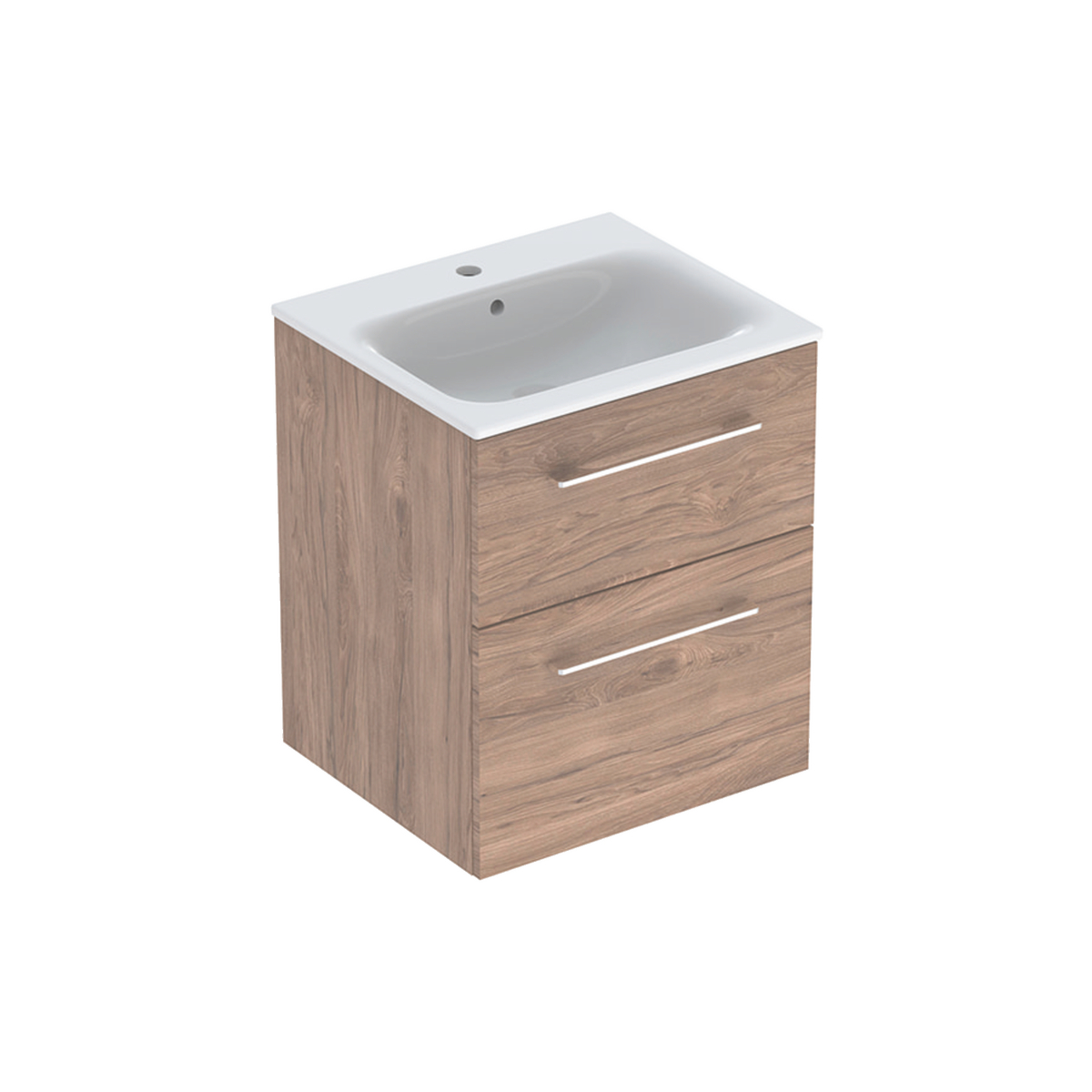 Selnova Square vanity basin with cabinet, two drawers 550mm - Hickory 