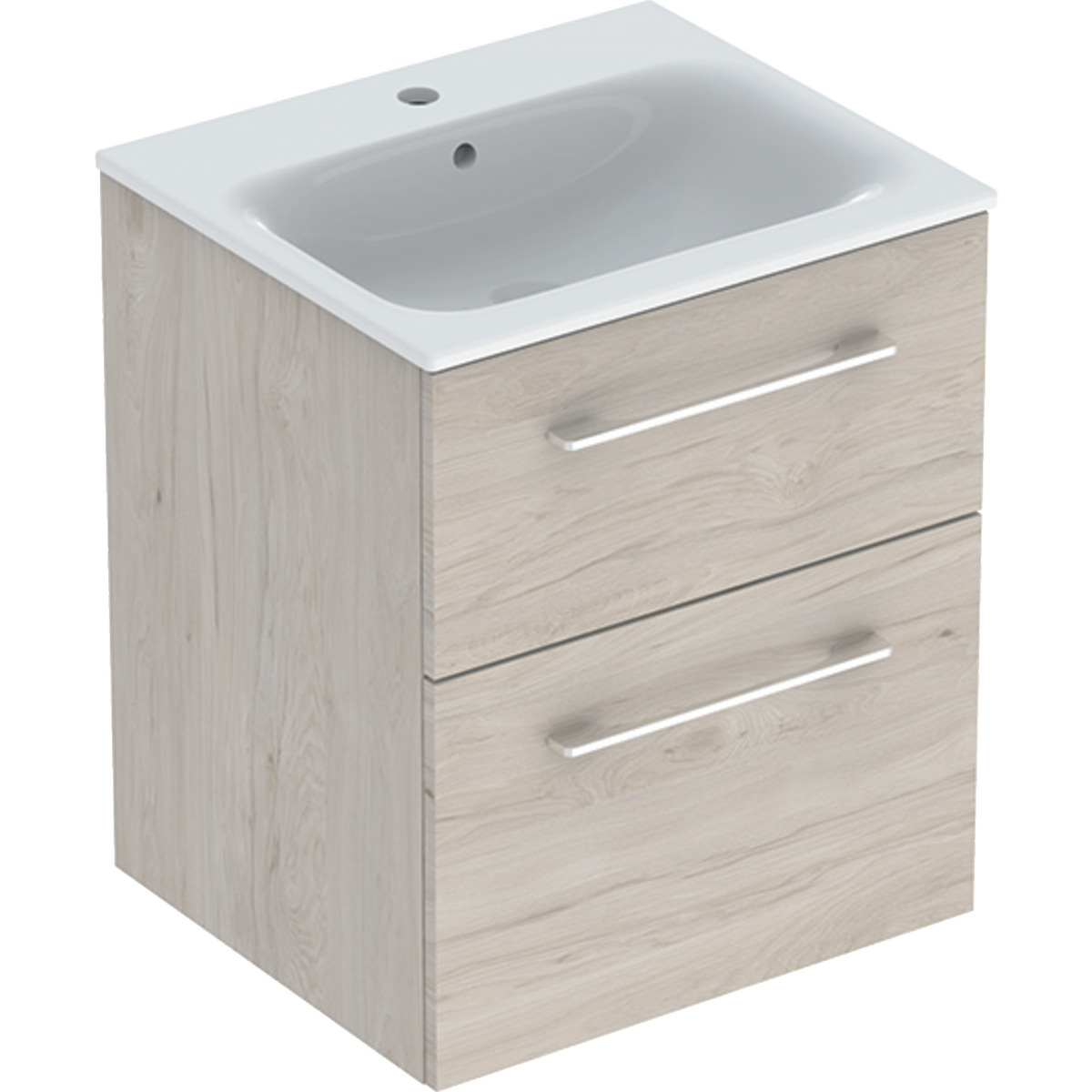Selnova Square vanity basin with cabinet, two drawers 550mm - Light hickory