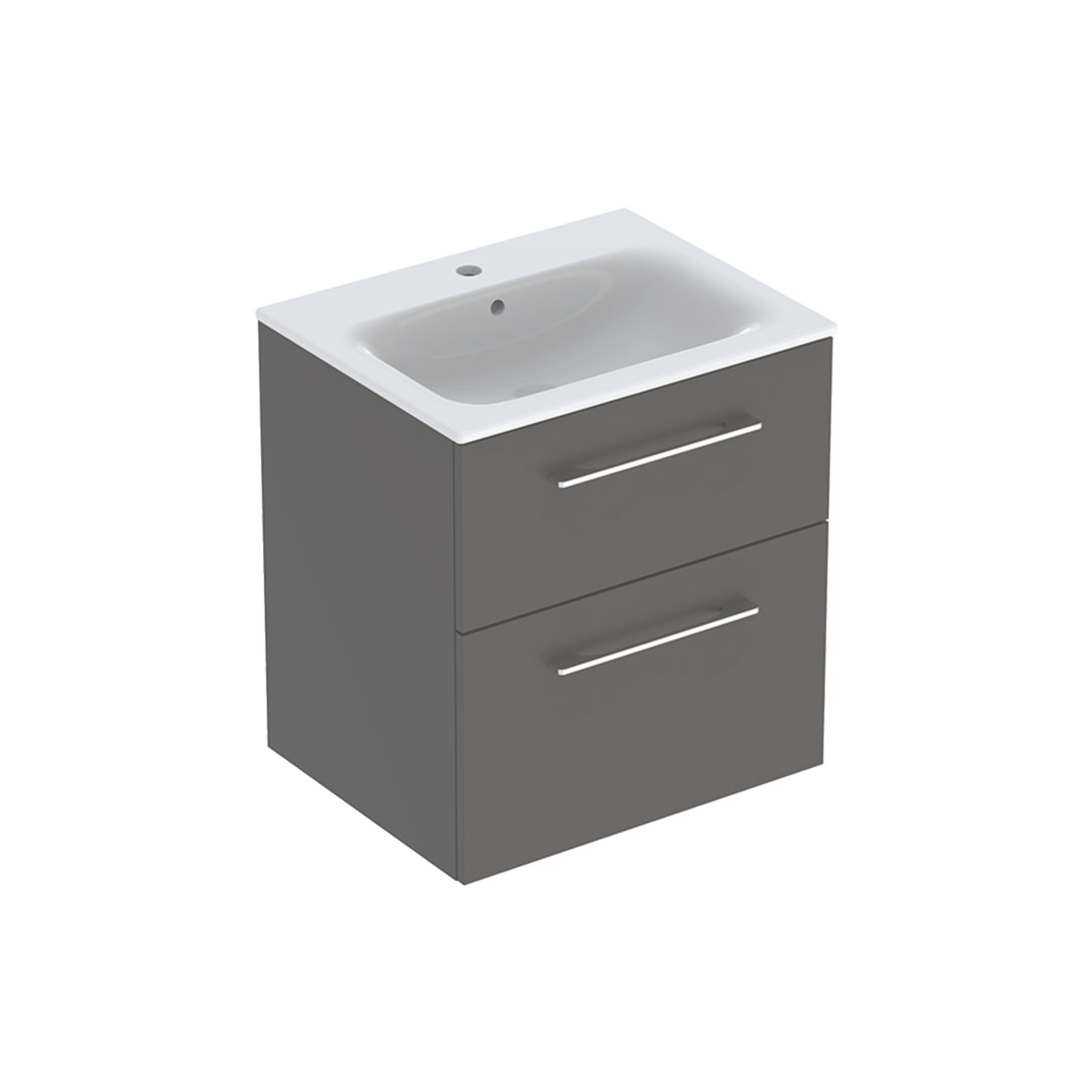 Selnova Square Vanity Basin With Cabinet, Two Drawers 600mm - Lava