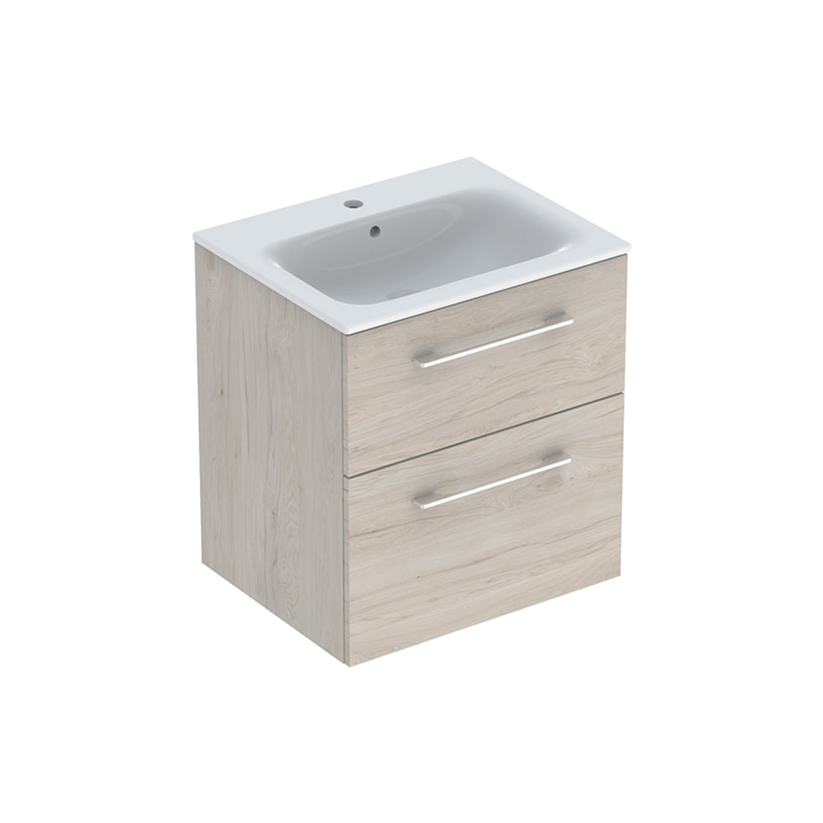 Selnova Square Vanity Basin With Cabinet, Two Drawers 600mm - Light hickory