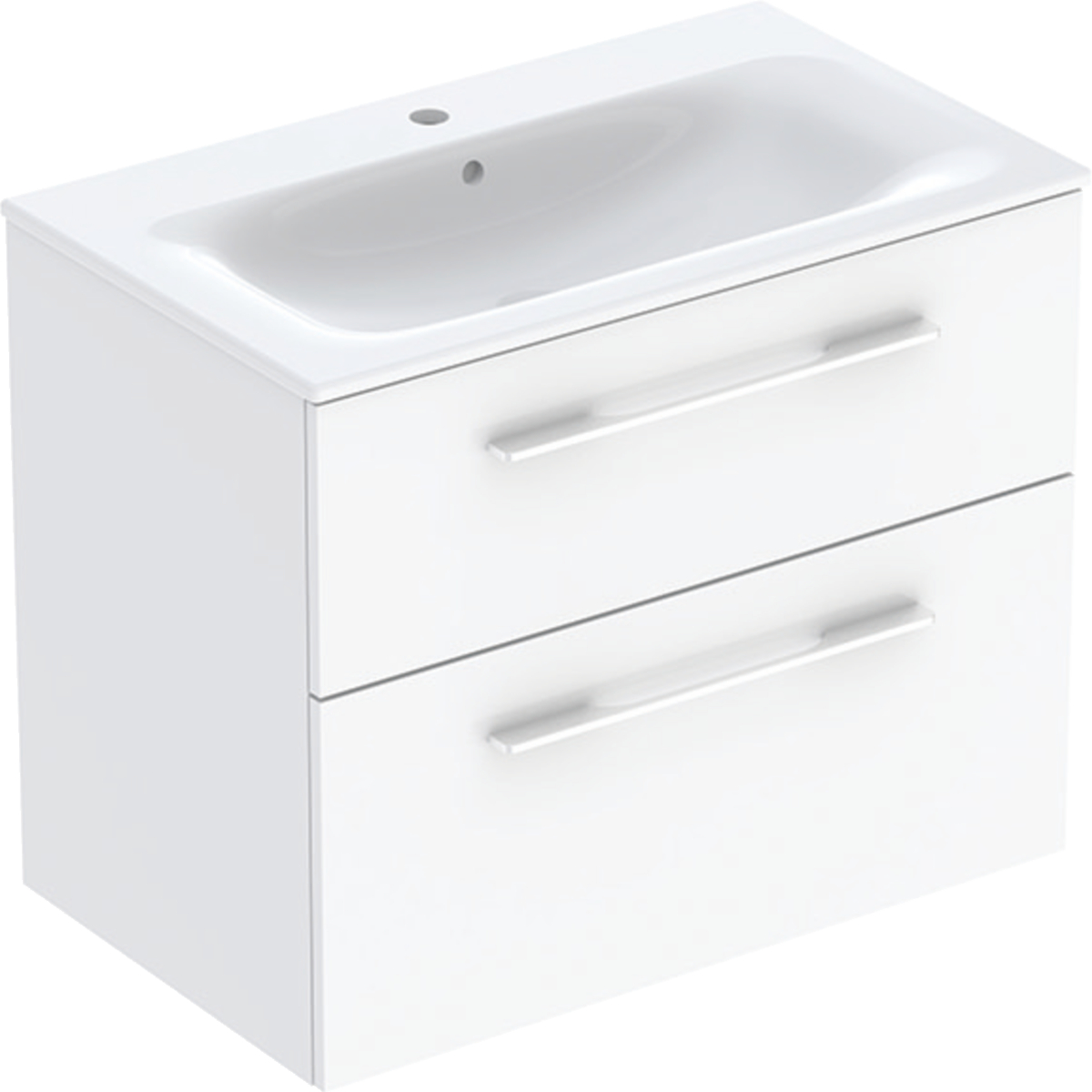 Selnova Square Vanity Basin With Cabinet, Two Drawers 800mm - White