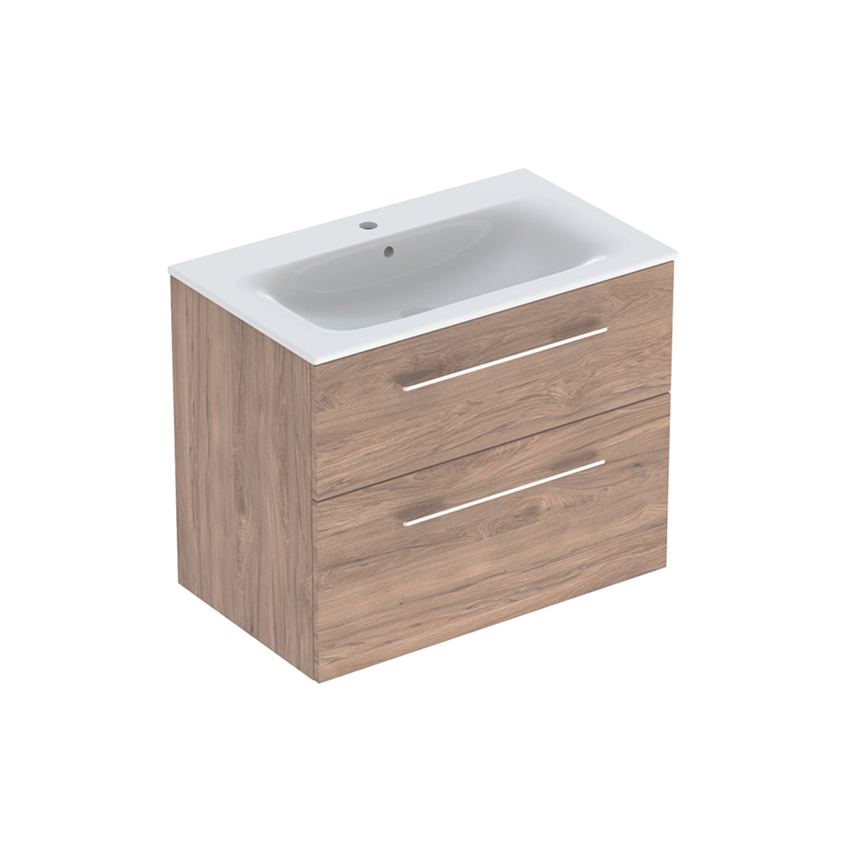 Selnova Square Vanity Basin With Cabinet, Two Drawers 800mm - Hickory 