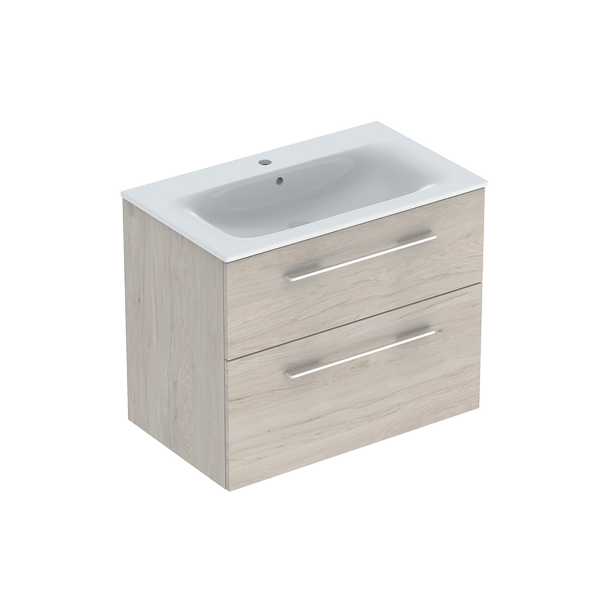 Selnova Square Vanity Basin With Cabinet, Two Drawers 800mm - Light hickory