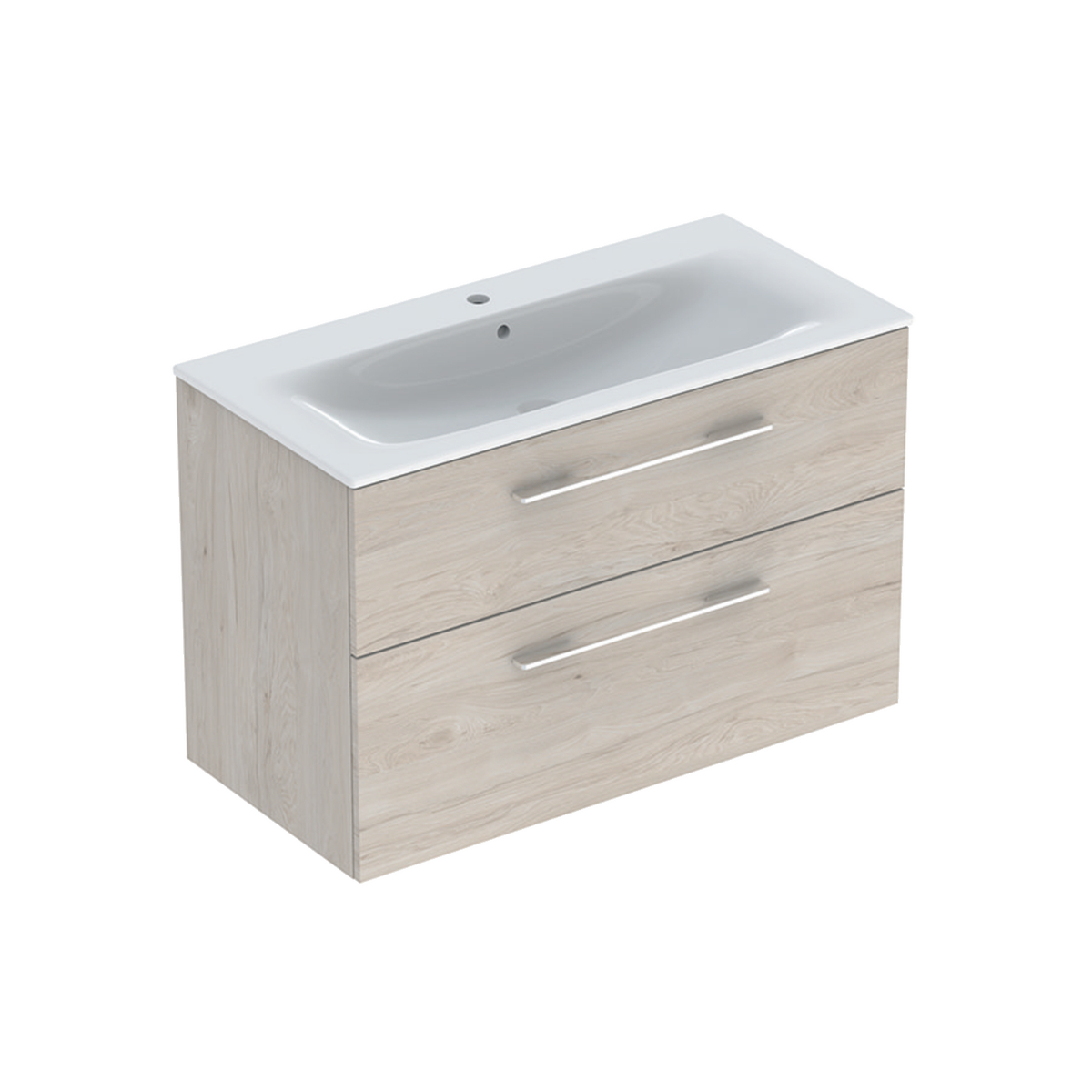 Selnova Square Vanity Basin With Cabinet, Two Drawers 1000mm - Light hickory