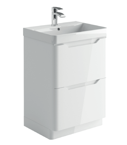 Brun 600 Floor Standing Vanity Unit & Basin - Gloss White