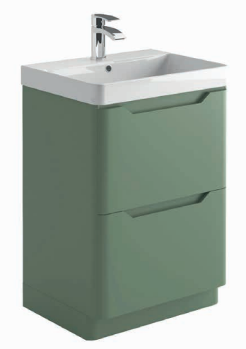Brun 600 Floor Standing Vanity Unit & Basin - Green