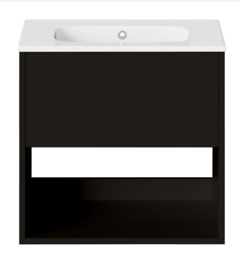 Hackney 600 Furniture Unit & Basin 0TH - Matt Black