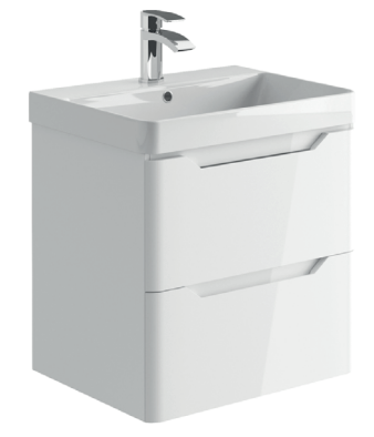 Brun 600 Wall Hung Vanity Unit & Basin - Gloss White