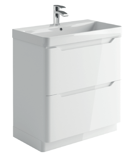 Brun 800 Floor Standing Vanity Unit & Basin - Gloss White