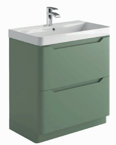 Brun 800 Floor Standing Vanity Unit & Basin - Green