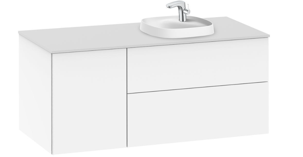 Roca - Base unit for in countertop basin on the right Gloss White A851411806