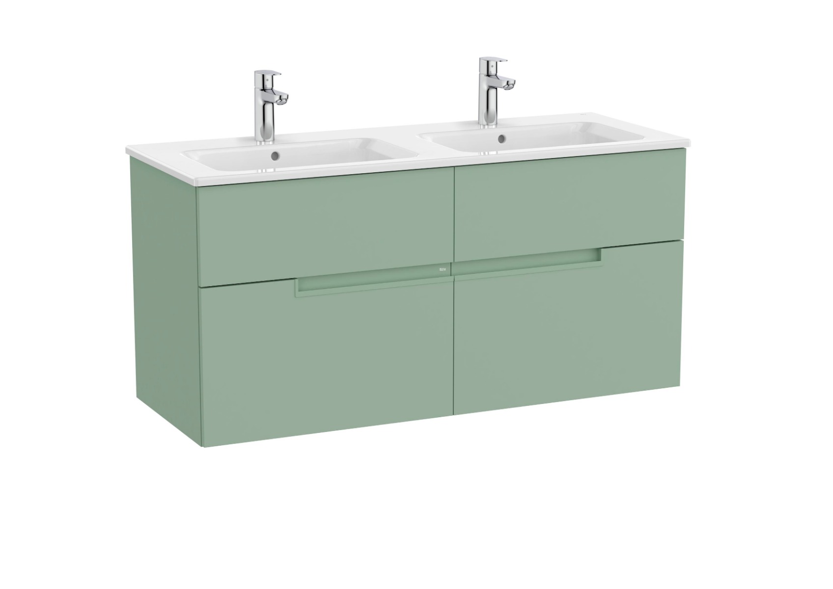 Unik - vanity unit with four drawers and double basin - Sage Green