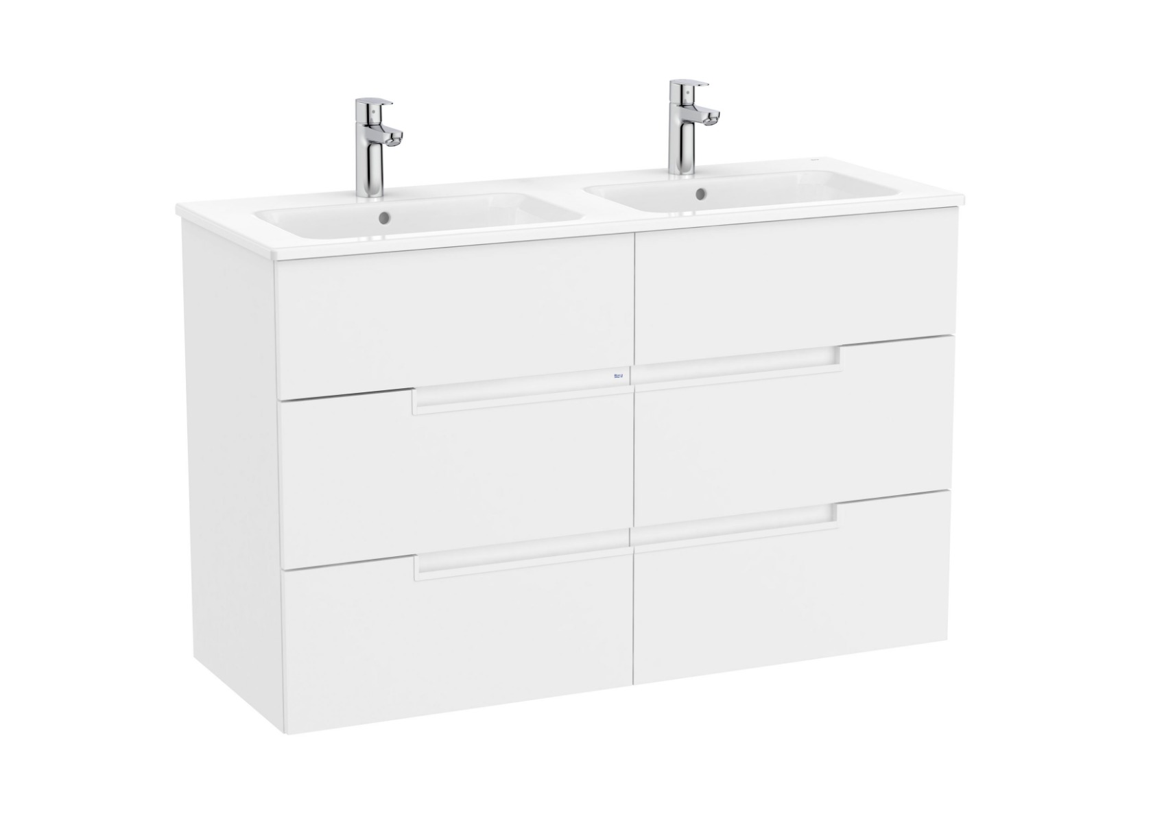 Unik - vanity unit with six drawers and double basin - White Matt