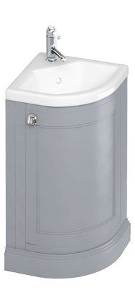 Corner quattrocast basin & freestanding corner cloakroom vanity unit Classic Grey 