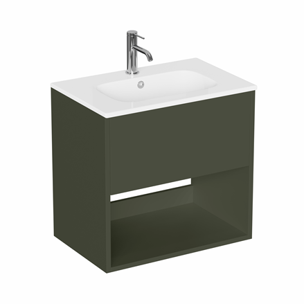 Hackney 600 Furniture Unit & Basin 1TH - Earthy Green