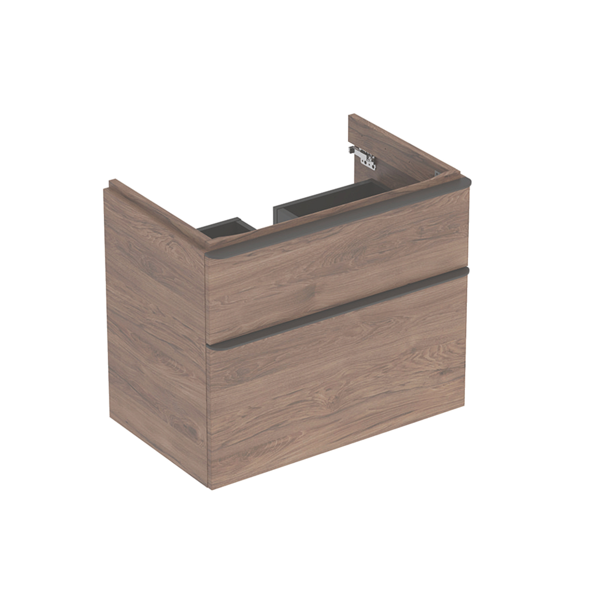 Smyle Square 750mm washbasin unit 2 drawer Walnut