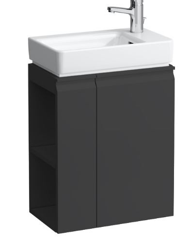 Vanity unit, 1 door, right hinged, shelf left, open-sided, matches washbasin 815954- GRAPHITE