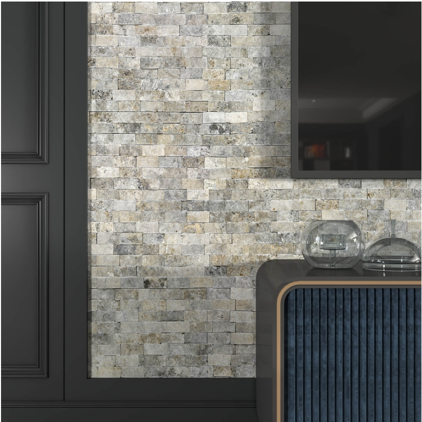 Silver Split Face (Travertine) 23x48mm- Price per m2