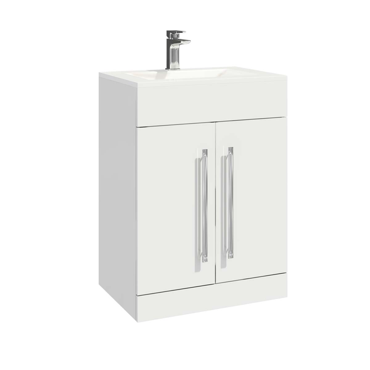 Lonavla 600 Floor Standing Vanity Unit & Basin - Gloss White