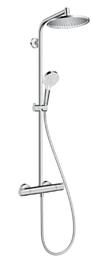 Crometta S Showerpipe 240 1jet with thermostatic shower mixer - Chrome