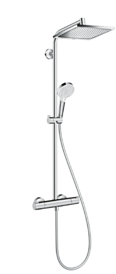 Crometta E Showerpipe 240 1jet with thermostatic shower mixer - Chrome