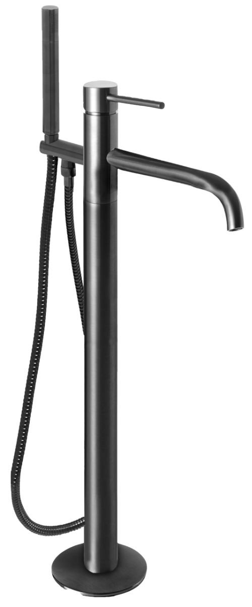 VOS Brushed Black Floor Standing Bath Mixer with Kit