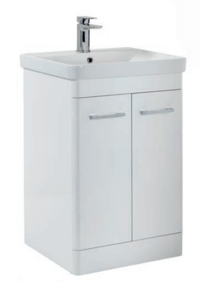Rowlan 500 Floor Standing Vanity Unit & Basin - Gloss White